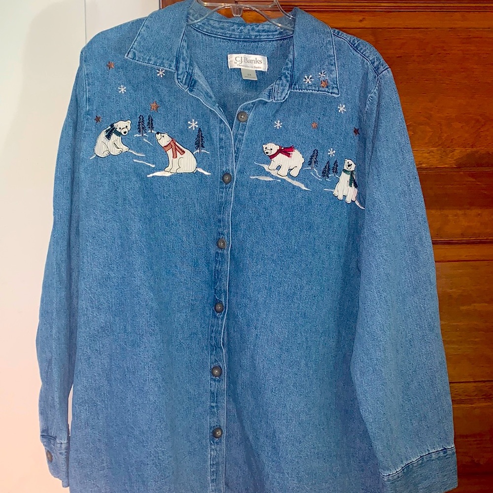 CJ Banks Polar Bear Denim Shirt